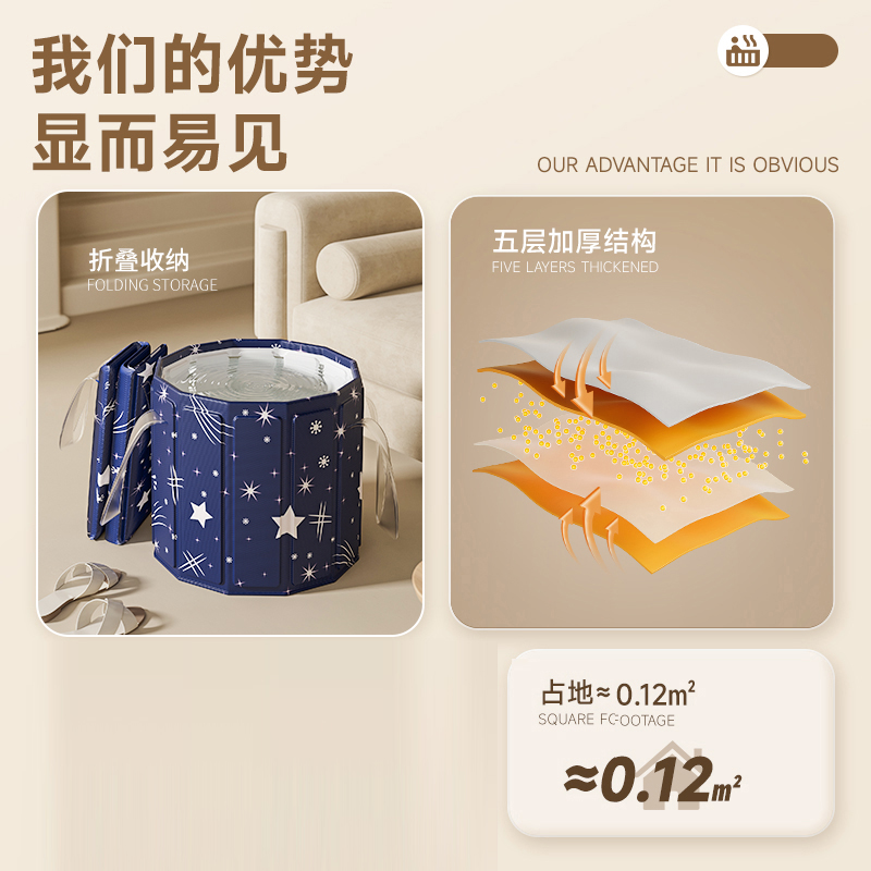 泡脚桶家用可折叠泡脚袋过膝过小腿便携式儿童洗脚盆保温2024新款
