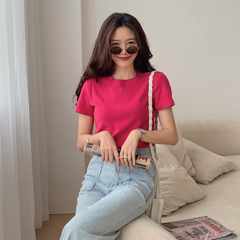 火龙果色短袖2020夏季新款ins t恤 迷样女子T恤