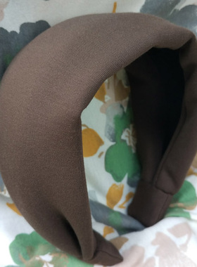 暮厚款深棕色加宽发箍优雅布艺