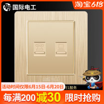 International Electrician Switch Socket Panel 86 Type Home Wire Drawing Gold Internet Line Telephone Line Box Computer Phone Call