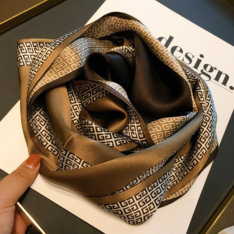 咖啡色纯色框长条春秋新款职业丝巾 芊灵服饰围巾/丝巾/披肩