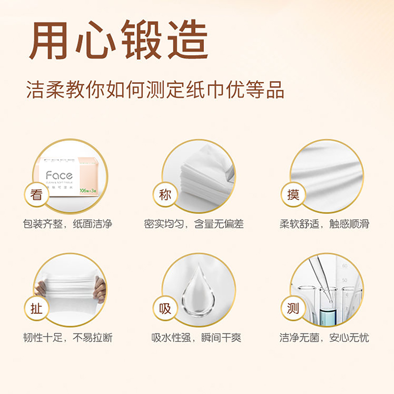 洁柔纸巾抽纸自然无香可湿水面巾纸106抽整箱家用餐巾卫生纸实惠