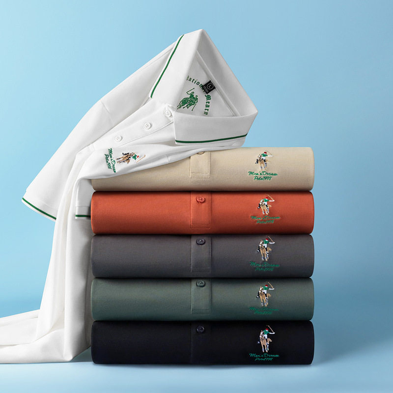 保罗经典翻领短袖t恤衫男士夏季宽松丝光透气刺绣撞色polo衫男士,淘宝优惠券,粉丝福利购,淘宝优惠卷