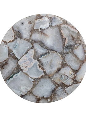 现 纽约下城公园进口冷凝天然奢华玛瑙旋转托盘带芒果木底座