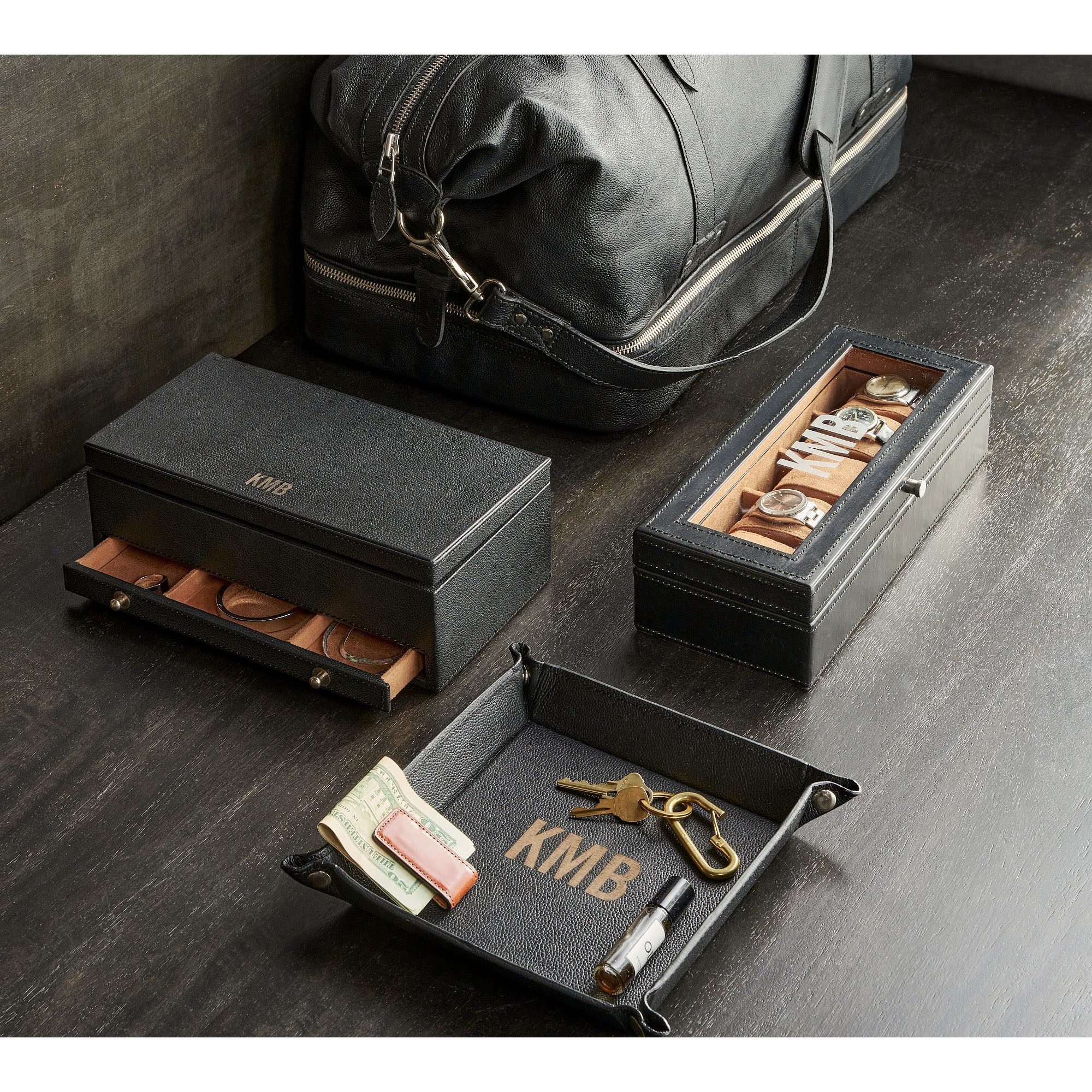 现纽约下城公园进口绅士格调牛皮真皮五格手表盒(玻璃面无刻字) - 图1