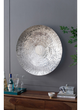 现 纽约下城公园进口宇宙间的三个银河质感锻打波纹亮银壁饰组合