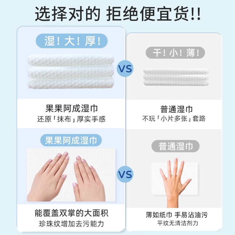 果果阿成厨房湿巾去油污家用油烟机清洁专用去油污湿纸巾加大加厚