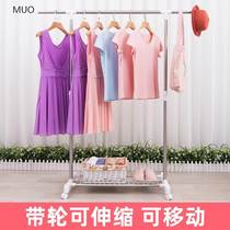 Indoor telescopic clotheshorse floor moving single lever type small folding cool hanging Easy clothes pole Home Balcony Rod