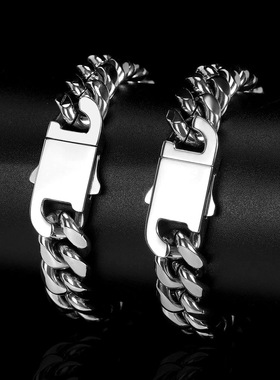 潮流古巴链嘻哈项链欧美钛钢素链