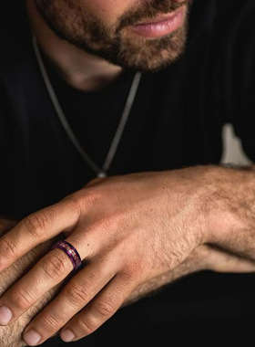 中国龙凤紫气东来钛钢转运戒指