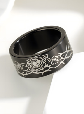 男士玫瑰指环不锈钢首饰