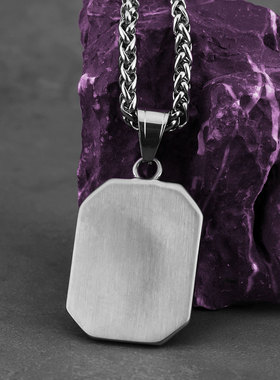 复古个性霸气方牌龙项链