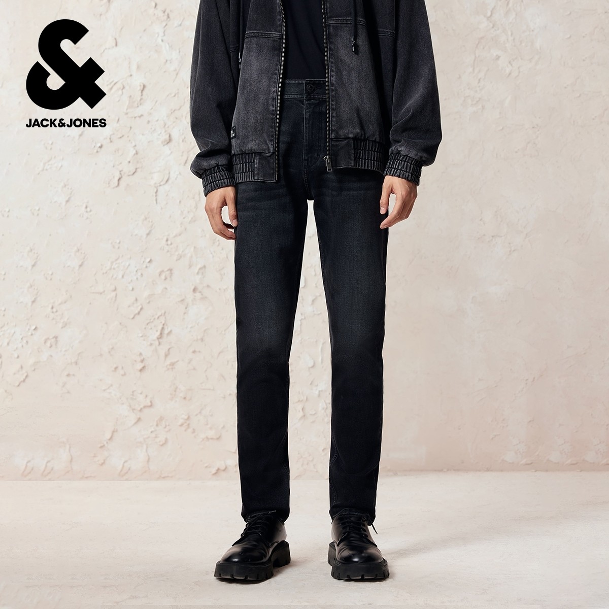 905杰克琼斯男装秋季牛仔裤新款拉链皮标轻盈锥形长裤子男款,淘宝优惠券,粉丝福利购,淘宝优惠卷