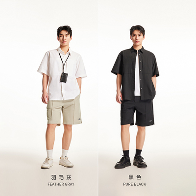 【泡泡纱凉感】杰克琼斯男装透气宽松休闲五分短裤子男士2025年夏