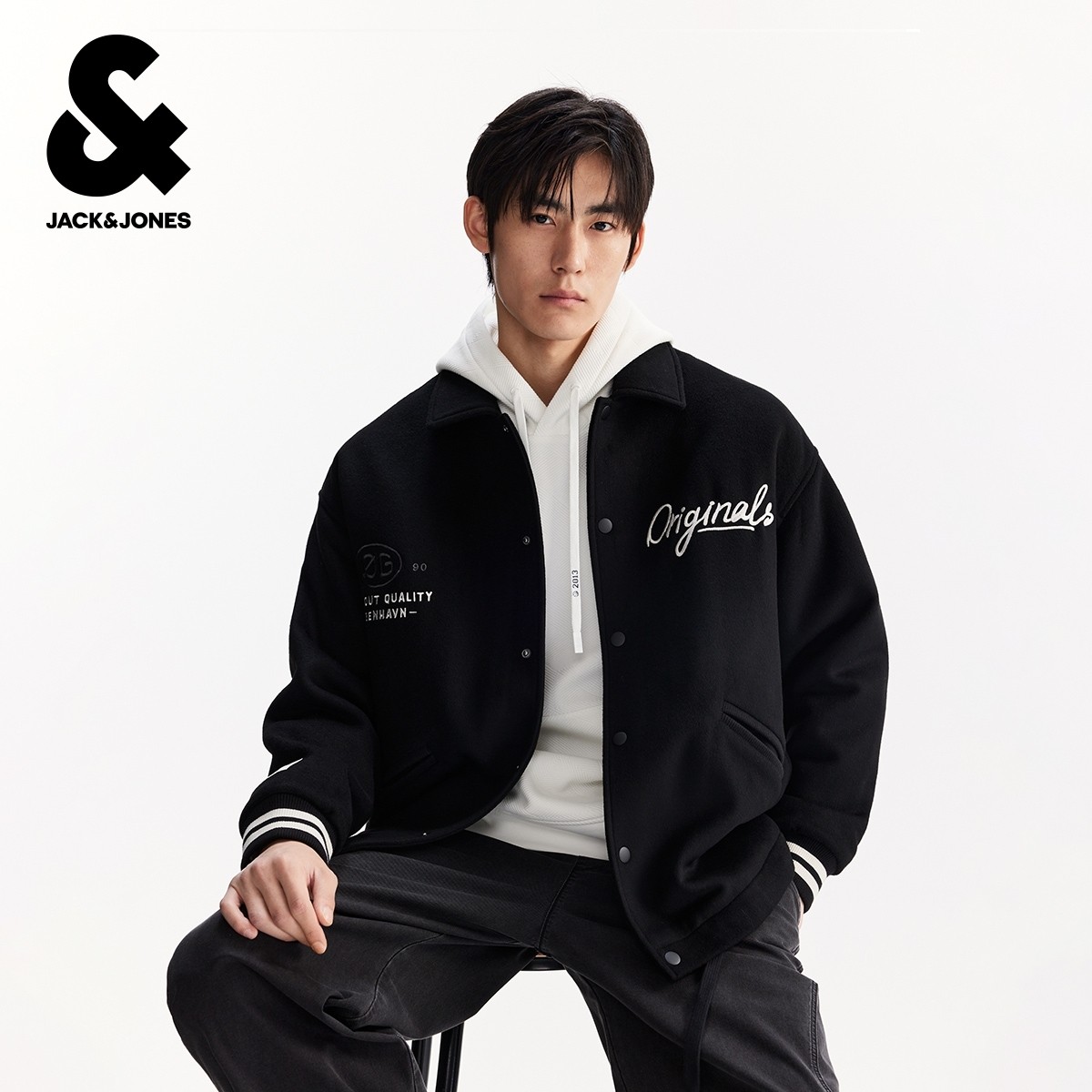 杰克琼斯男装秋冬新款刺绣宽松翻领毛呢大衣225427009,淘宝优惠券,粉丝福利购,淘宝优惠卷