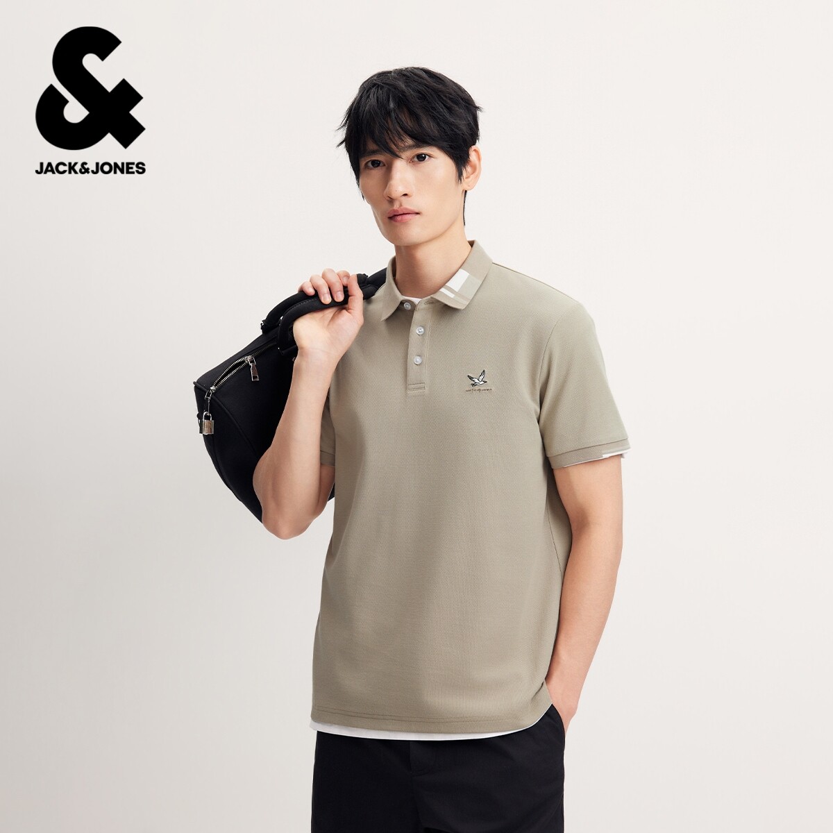 [凉感]杰克琼斯春夏季新款男装polo衫商务通勤飞鸟刺绣潮翻领短袖