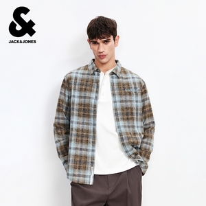 杰克琼斯衬衫男款2026年春季衬衣宽松纯棉渐变复古格子上衣男装