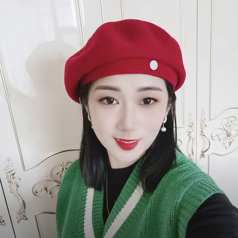 新年红韩剧女主贝雷帽女秋冬款气质网红帽子大头围百搭复古帽子,淘宝优惠券,粉丝福利购,淘宝优惠卷