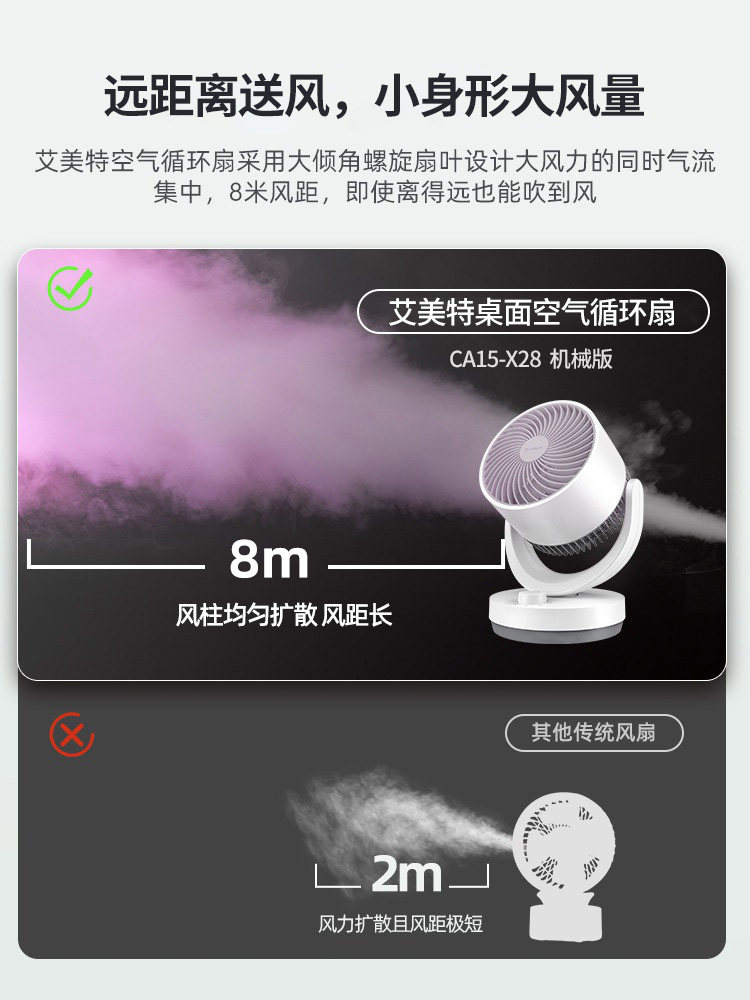 艾美特家用小型桌面台式涡轮小风扇 艾美特电器空气循环扇
