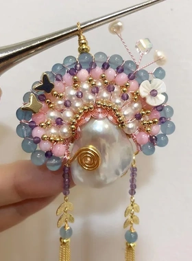 设计款原创手作天然巴洛克珍珠刀马旦京剧脸谱吊坠手工项坠