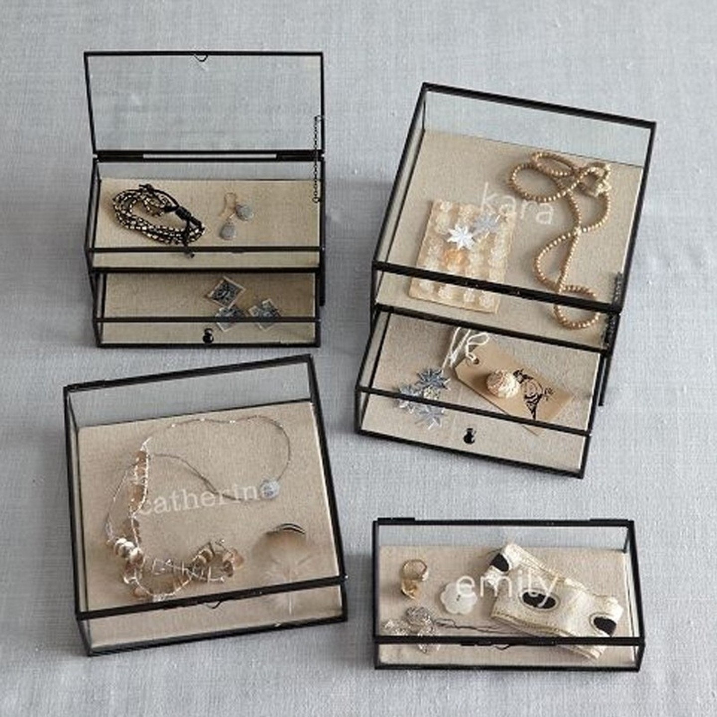 简约复古透明玻璃首饰盒珠宝饰品收纳盒永生花展示道具伴手礼盒,淘宝优惠券,粉丝福利购,淘宝优惠卷