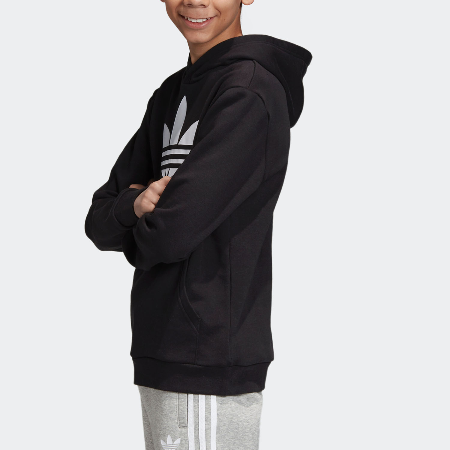 Adidas/阿迪达斯正品三叶草男女大童HOODIE连帽卫衣 DV2870 - 图0