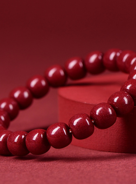 保真朱砂老型珠手串天然正品桶珠