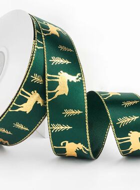 5Yards Bronzing Christmas Ribbons Printed Polyester Ribbons