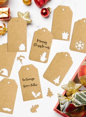 48/50pcs Merry Christmas Tags Kraft Paper Card Gift Label Ta