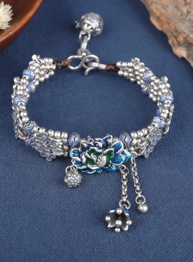 纯银国潮手工手链原创设计女生