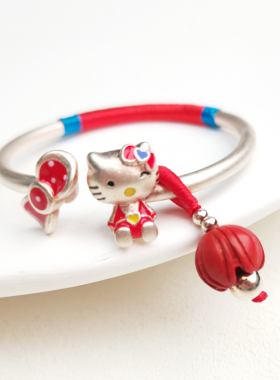 小孩手镯999纯银新生儿卡通女宝