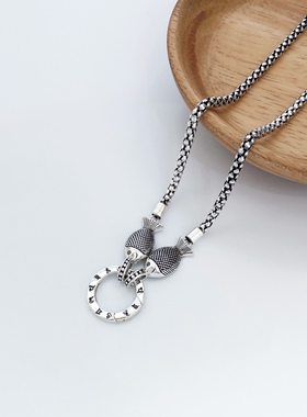 万能原创设计复古毛衣链925纯银2