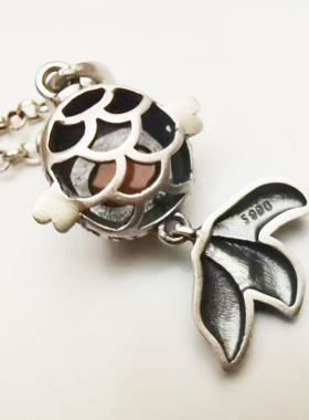 足银天然南红小龙8克吉庆有鱼锁复古民族风吊坠原创纯手工设计