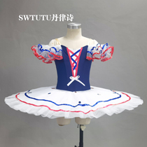 The art competition plays out the childrens blue and white ballet TUTU skirt group to procure the flame breakout dress in Paris