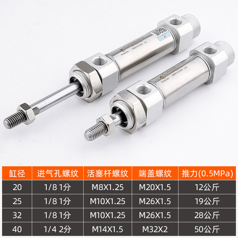 星辰气动CDM2B20x25/32x40-50/80/175/225/350圆形不锈钢迷你气缸,淘宝优惠券,粉丝福利购,淘宝优惠卷