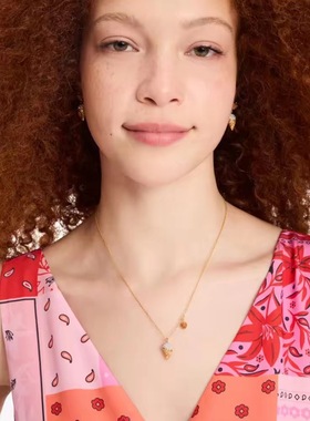 kate spade草莓小甜筒吊坠水晶镶嵌镀金项链女轻奢甜美可爱礼物