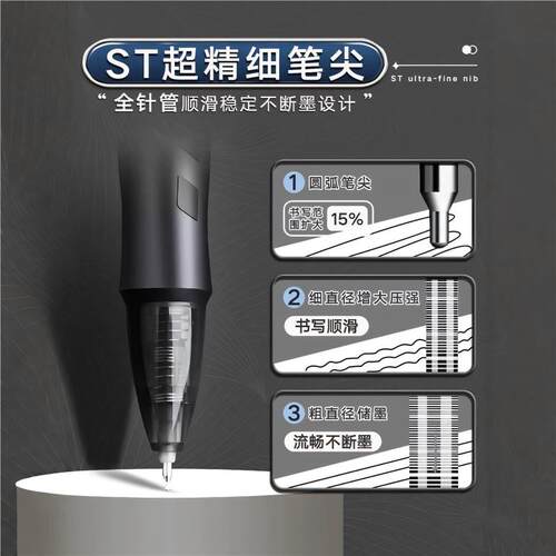 得力速干刷题笔ST按动中性笔考试笔学生用黑色V1备考黑笔按压水性笔0.5mm子弹头圆珠笔高颜值中高考学生专用 - 图0