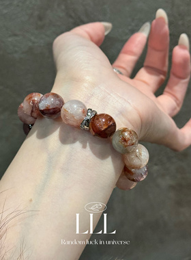 天然红胶花水晶手串手链气质女百搭时尚设计款配件diy闺蜜礼物