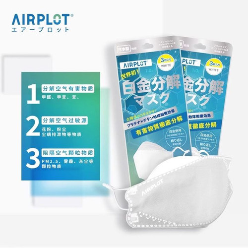 AIRPLOT艾谱德铂金光触媒防甲醛专业口罩三层防护口罩高颜值透气 - 图0