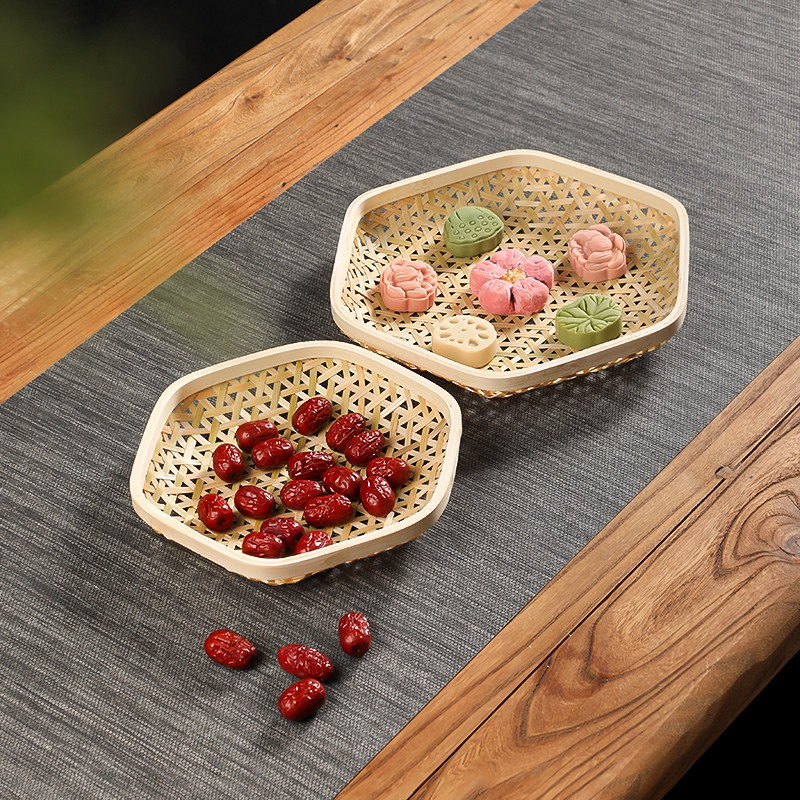 手工竹编制品水果篮茶点盘小提篮家用圆形竹筛子篮子收纳筐馒头筐,淘宝优惠券,粉丝福利购,淘宝优惠卷