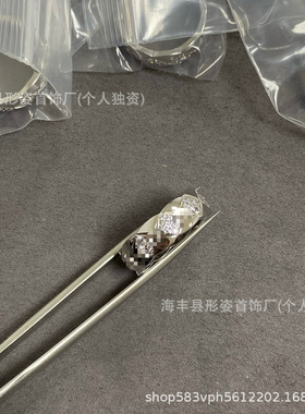 新款经典coco小香风菱格纹宽版手工镶嵌方块钻戒指叠戴百搭指环女