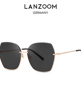 德国蓝族LANZOOM太阳镜女款高级感大脸显瘦防紫外线防晒遮阳墨镜