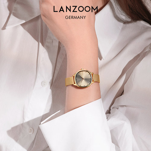 德国LANZOOM蓝族莫兰迪小金表女款手表女生轻奢小众情人节礼物 - 图1