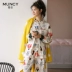 Bộ đồ ngủ nữ mùa xuân và mùa thu cotton của phụ nữ hoạt hình dễ thương Dịch vụ nhà phụ nữ áo dài tay có thể mặc bên ngoài bộ đồ cotton - Giống cái váy ngủ lụa tơ tằm Giống cái