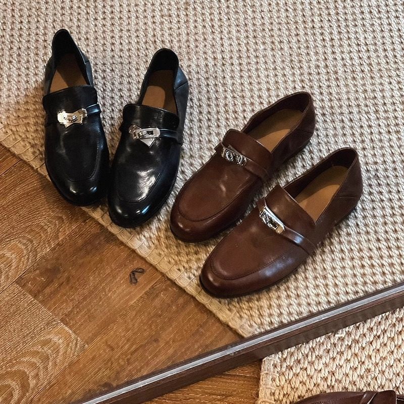 割草机老k 水洗做旧擦色老钱风乐福鞋 复古小皮鞋女低跟2025新款,淘宝优惠券,粉丝福利购,淘宝优惠卷