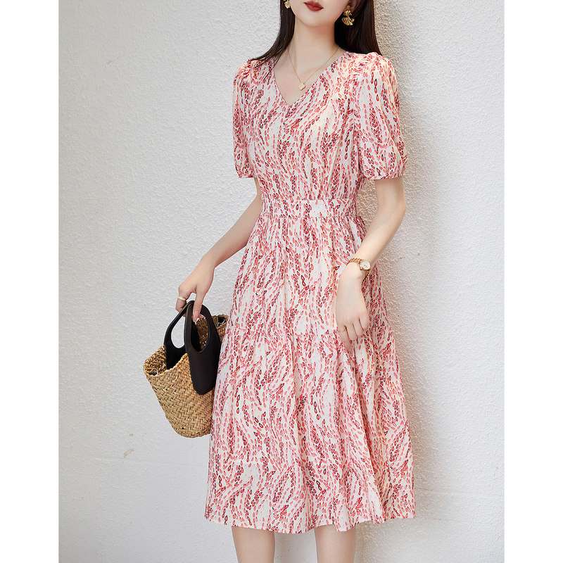 德玛纳2023新款木耳边红色连衣裙 dmestyle连衣裙