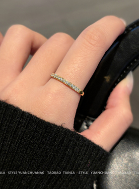 钛钢不掉色微镶钻细戒指女