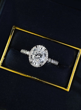 轻奢满钻椭圆鸽子蛋戒指女