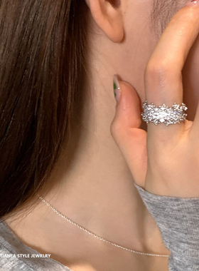 蕾丝花边镶钻钻戒指女