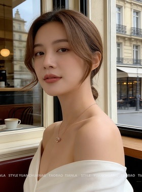 巨白搭的钛钢不掉色双环项链